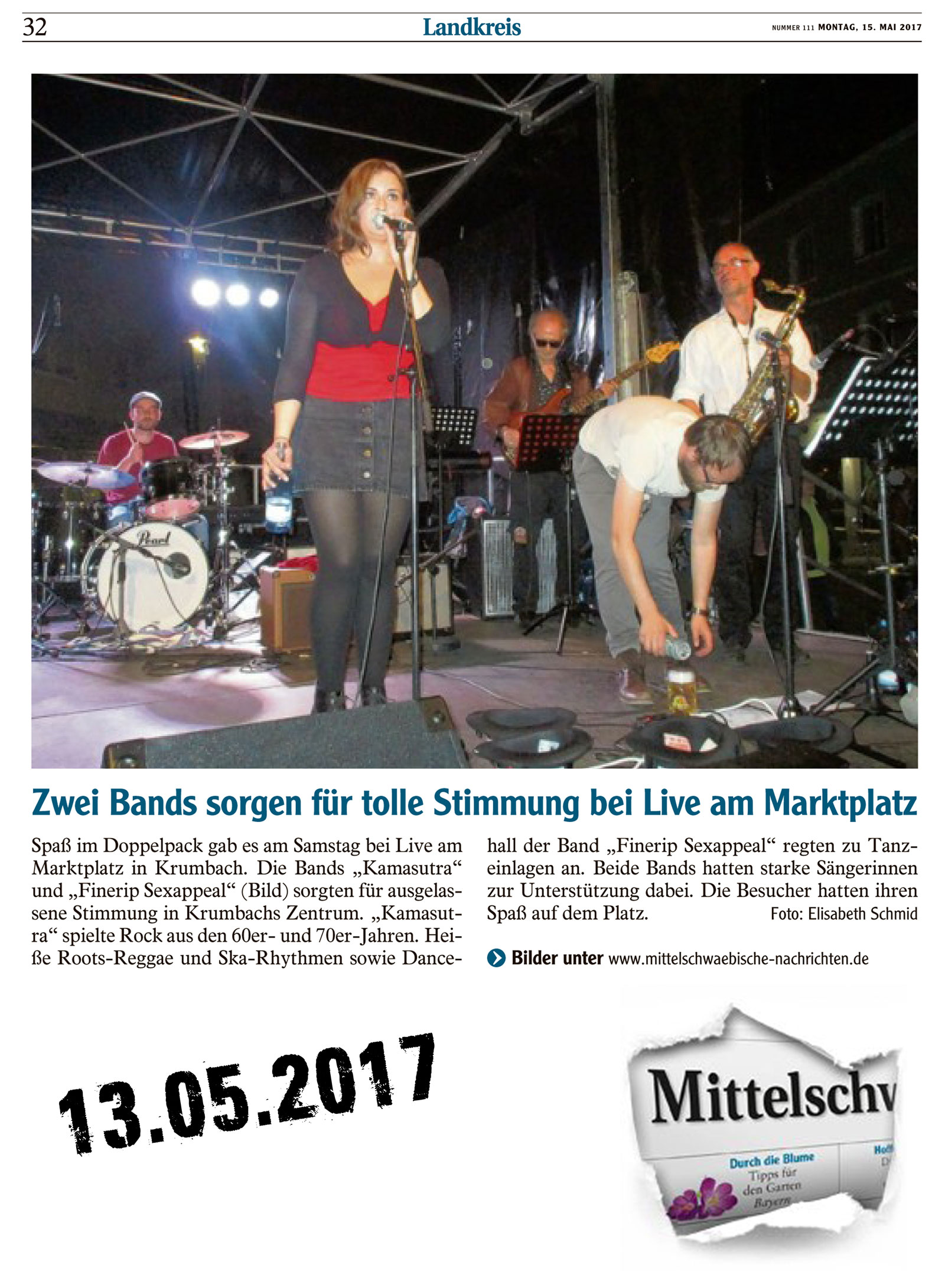 Kamasutra und Finerip Sexappeal live am Marktplatz 2017 05 13 Mittelschwaebische Nachrichten