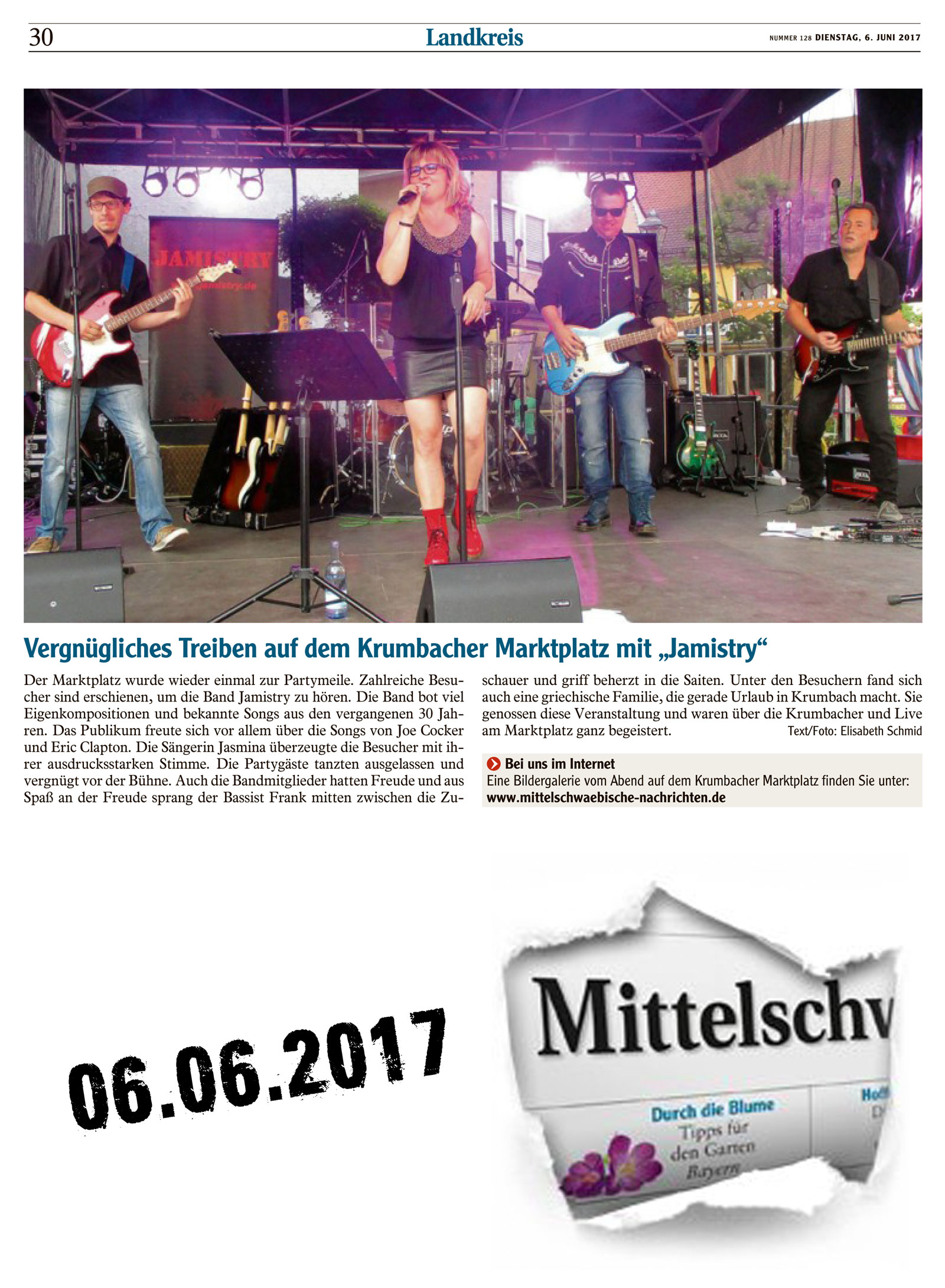 Jamistry bei live am Marktplatz 2017 06 03 Mittelschwaebische Nachrichten