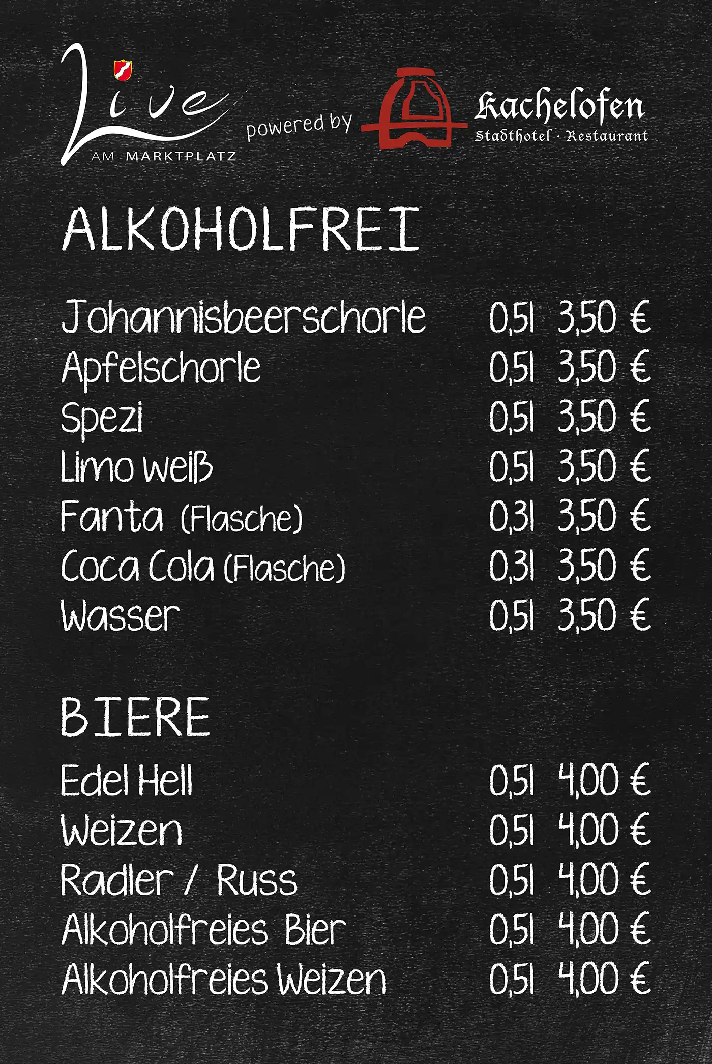 Alkoholfreie Getränke bei Live am Marktplatz in Krumbach